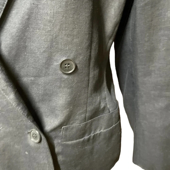 MaxMara Black Double Breasted Linen Blazer Size US 6 - Picture 5 of 12